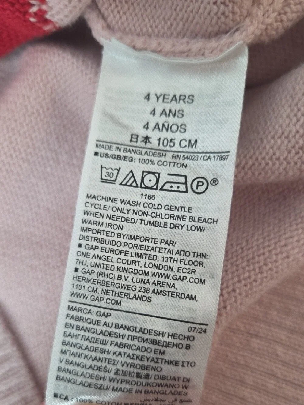 GAP Pink Sweater with Red Heart